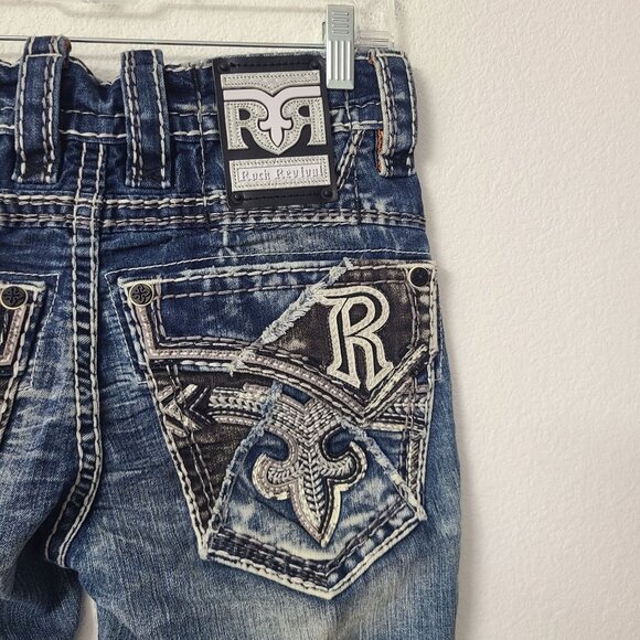 NEW Rock Revival Tyrone Slim Boot Denim Jeans Size 28x32 Blue - Picture 3 of 5